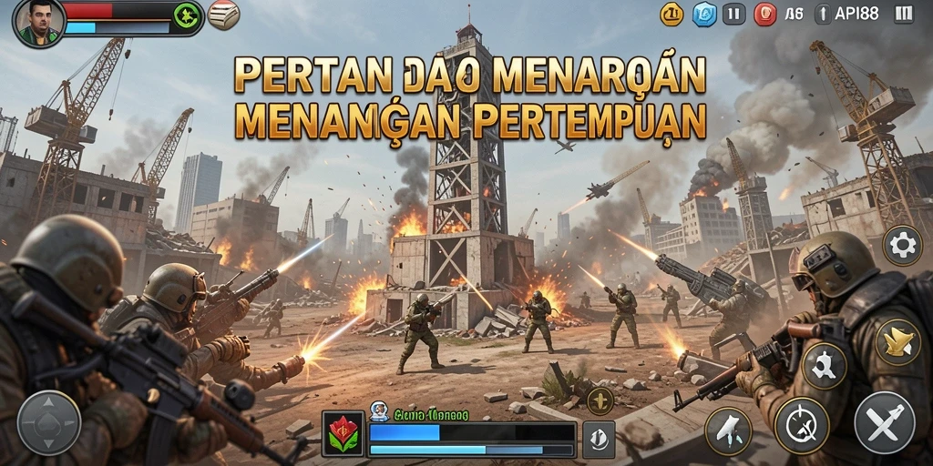 Tampilan gameplay API88 yang intens dalam pertempuran Tower Defense.