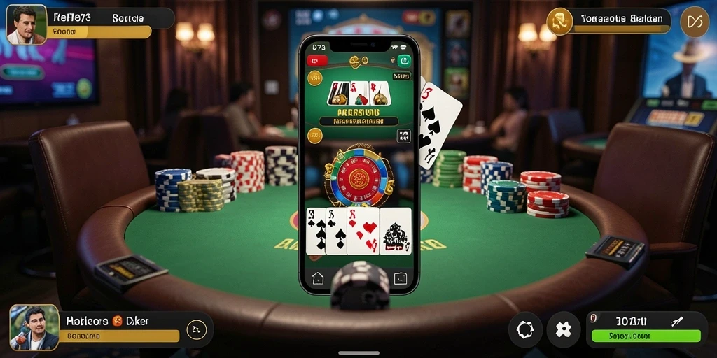 Tampilan gameplay D73 yang mengasyikkan dalam permainan Poker.