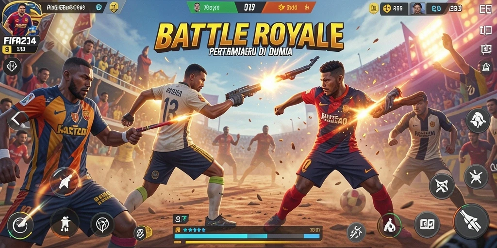 Screenshot FIFA234 menampilkan aksi seru dalam pertempuran Battle Royale.