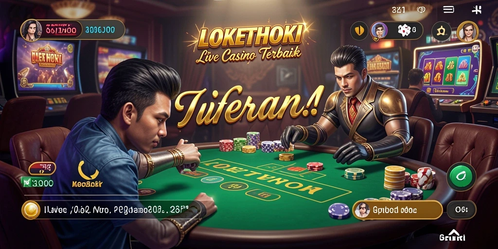 Gameplay LOKETHOKI yang menarik dengan dealer live dan suasana kasino.