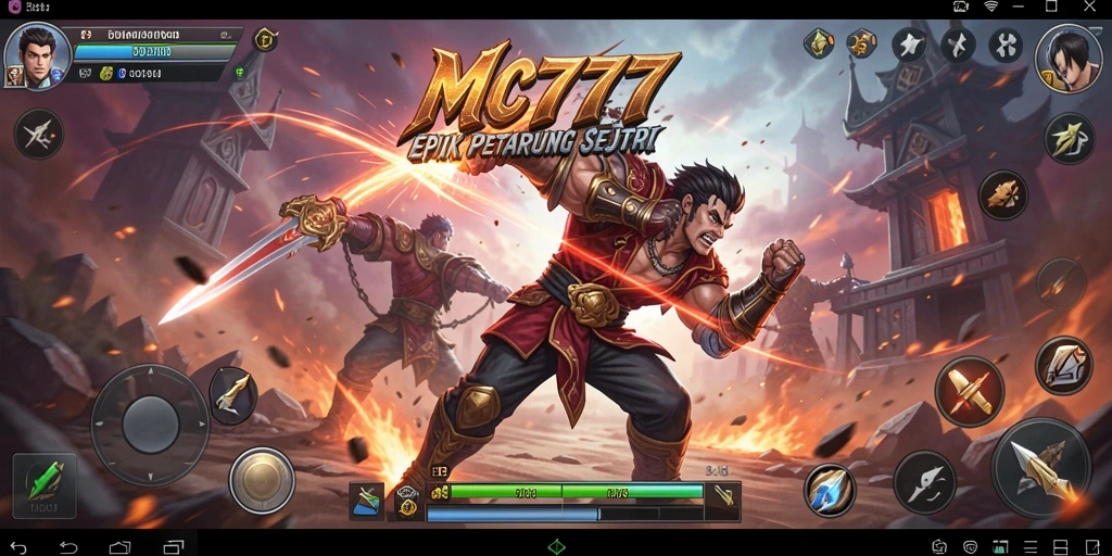 Tampilan gameplay MC777 yang penuh aksi dan pertarungan seru.
