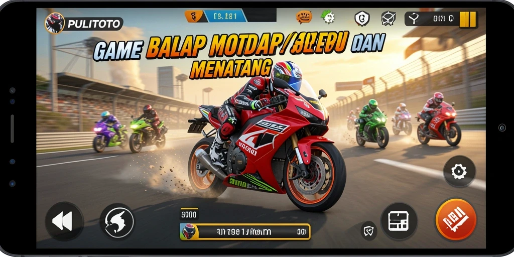 Tampilan gameplay PULITOTO yang penuh aksi di sirkuit balap.
