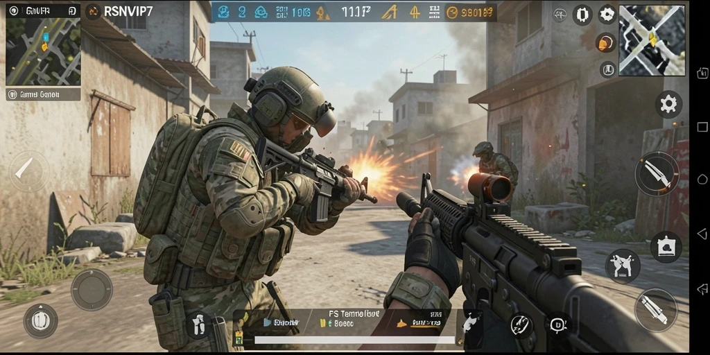 Screenshot menampilkan aksi seru gameplay FPS RSNVIP7.