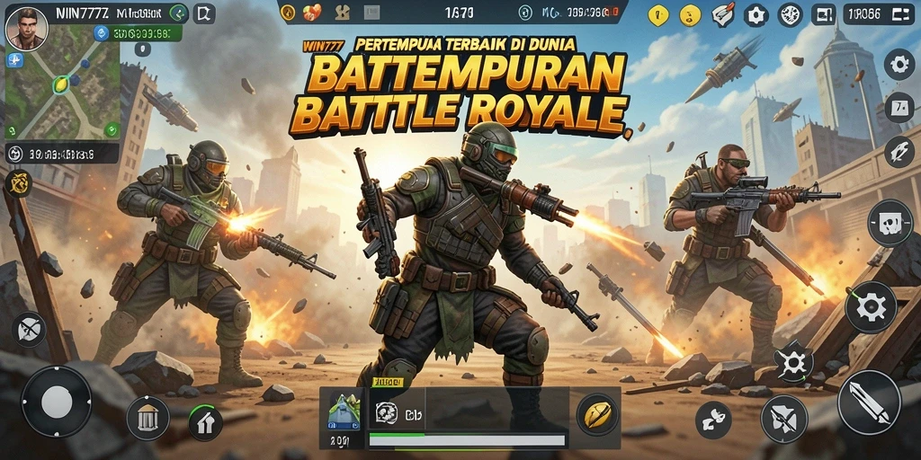 Gameplay intens dan seru dalam pertempuran Battle Royale.