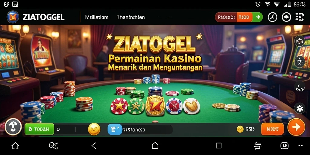 Screenshot utama ZIATOGEL menampilkan gameplay kasino yang mendebarkan.